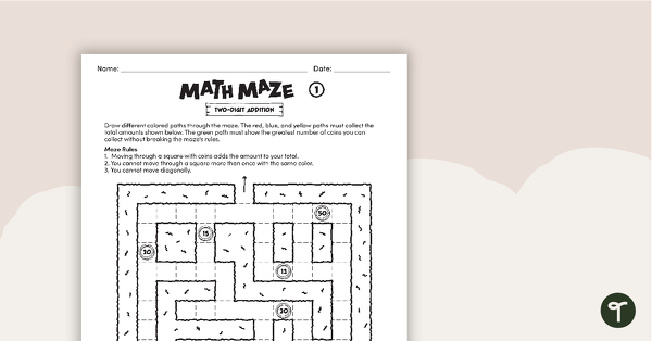 Go to Math Mazes - Two-digit Addition teaching resource