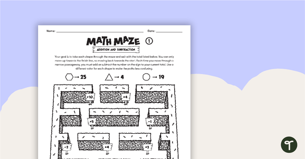 Go to Math Mazes - Addition and Subtraction teaching resource