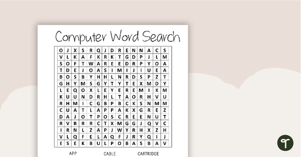 Go to Computer Word Search with Solution teaching resource