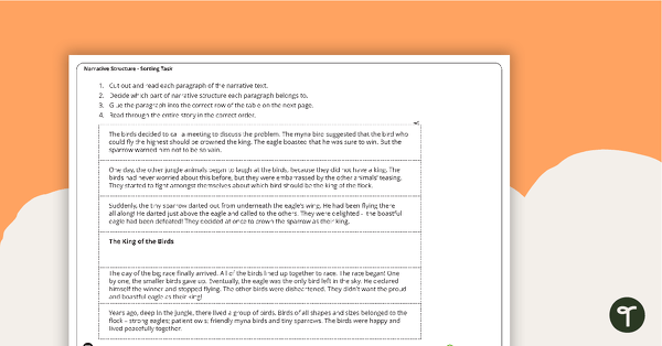 Go to Narrative Structure Sorting Task teaching resource