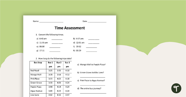 Go to 4th and 5th Grade Concepts of Time Assessment teaching resource