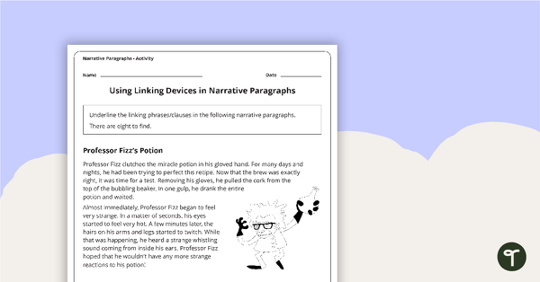 Go to Using Linking Devices in Narrative Paragraphs Worksheets teaching resource