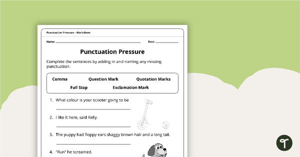 Go to Punctuation Pressure Worksheet teaching resource