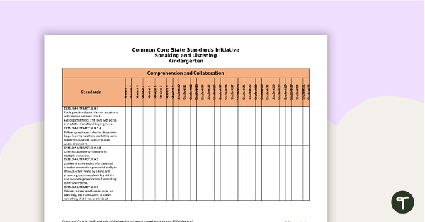 Go to Common Core State Standards Progression Trackers - Kindergarten - Speaking & Listening teaching resource