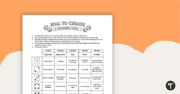 Go to Roll to Create a Superhero Comic teaching resource