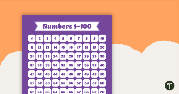 Go to Plain Purple - Numbers 1 to 100 Chart teaching resource