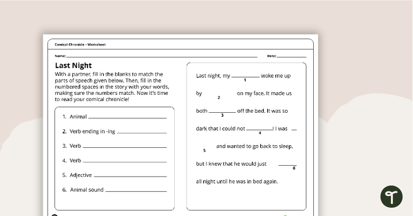 Go to Comical Chronicle Worksheets - Year 3 teaching resource