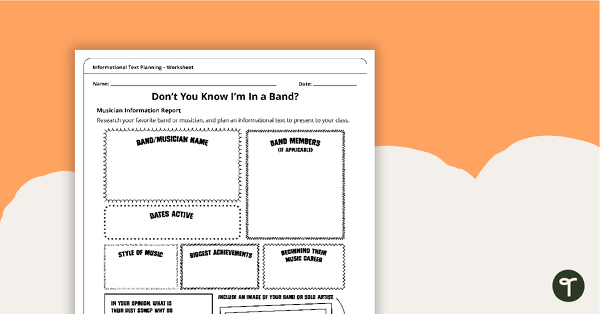 Go to Informational Text Planner - Music teaching resource