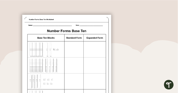 Go to 3-Digit Number Forms Worksheet teaching resource