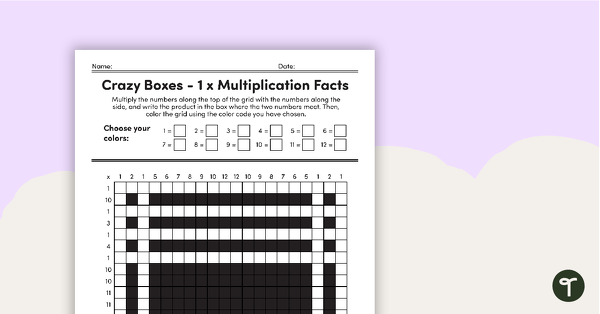 Go to Crazy Boxes – Multiplication Facts of 1 teaching resource