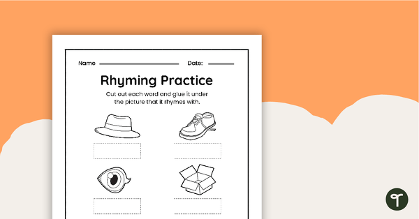 Go to Rhyming Practice - Cut and Paste Worksheet teaching resource