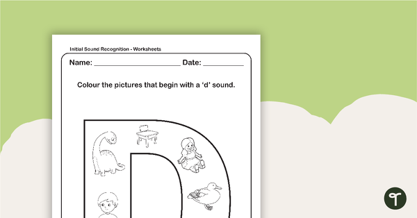 Go to Initial Sound Recognition Worksheet - Letter D teaching resource