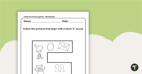 Go to Initial Sound Recognition Worksheet - Letter E teaching resource