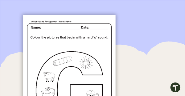 Go to Initial Sound Recognition Worksheet - Letter G teaching resource