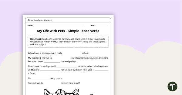 Go to Past, Present, and Future Simple Tense Verbs Worksheet teaching resource