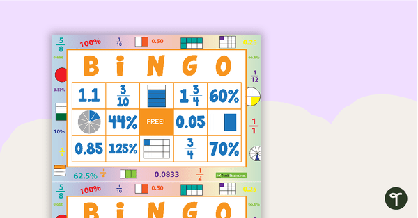 Go to Fraction, Decimal, and Percentage Bingo teaching resource