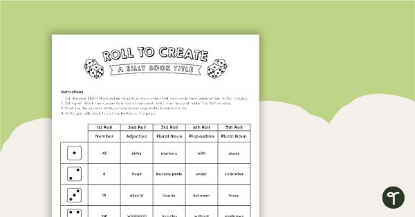 Go to Roll to Create a Silly Book Title teaching resource