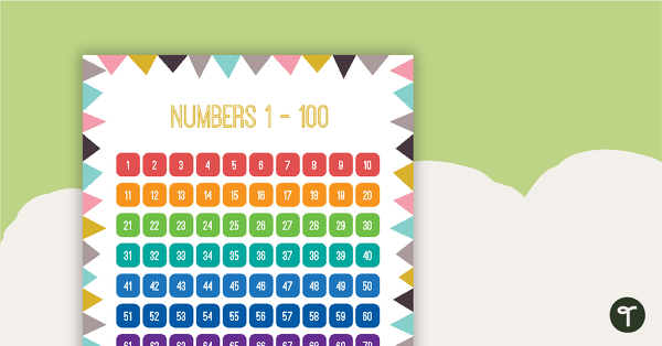 Go to Pastel Flags - Numbers 1 to 100 Chart teaching resource