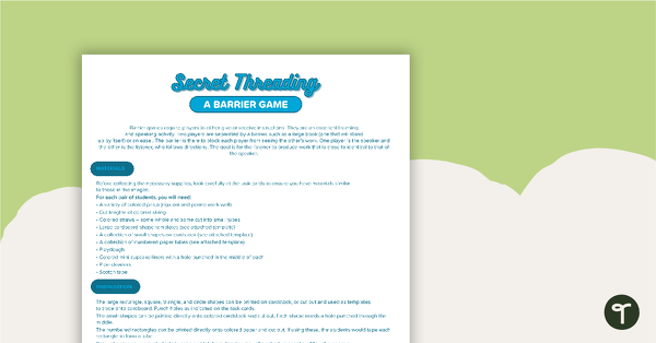 Go to Secret Threading Task Cards teaching resource