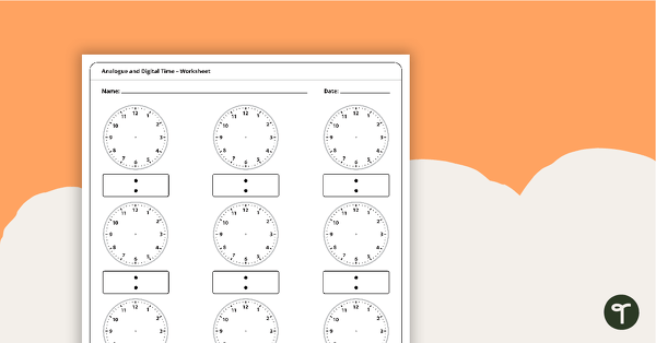 Go to Blank Digital and Analogue Clock Worksheet teaching resource