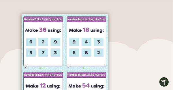 Go to Number Talks - Making Numbers Task Cards teaching resource