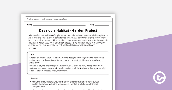 Go to Develop a Habitat - Garden Project teaching resource