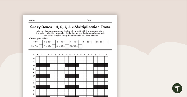 Go to Crazy Boxes – Multiplication Facts of 4, 6, 7, and 8 teaching resource