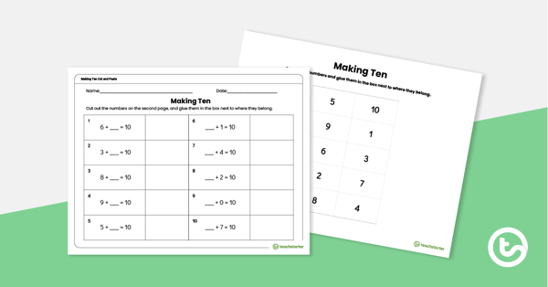 Go to Making Ten Cut and Paste Worksheet teaching resource