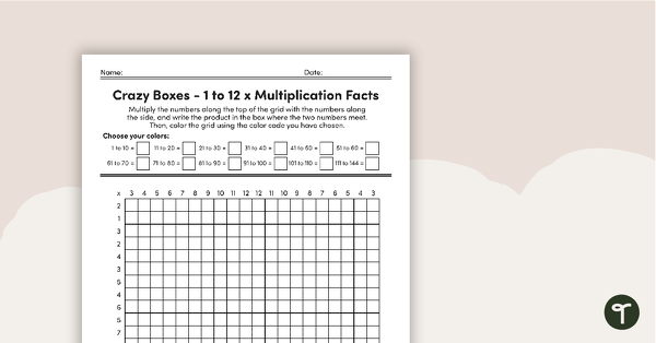 Go to Crazy Boxes – Multiplication Facts 1 to 12 teaching resource