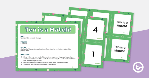 Go to Ten is a Match! - Memory-Style Game teaching resource