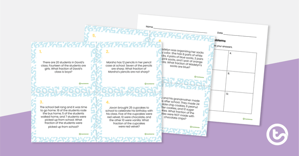 Go to Fraction of a Set Word Problem Task Cards teaching resource