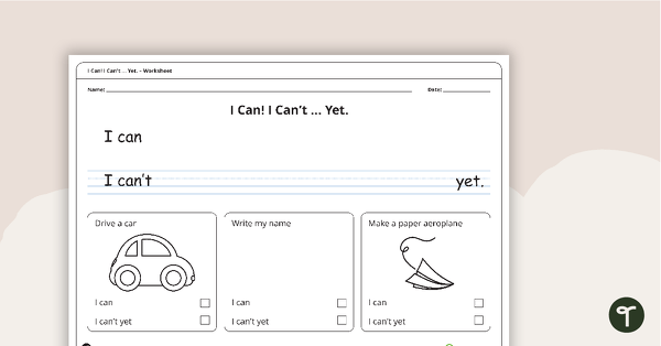 Go to I Can! I Can't ... Yet. – Handwriting Worksheet (Version 1) teaching resource