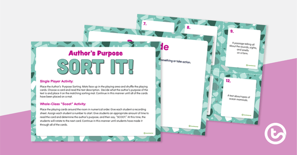 Go to Author's Purpose SORT IT! teaching resource