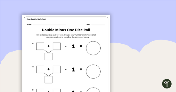 Go to Double Minus One - Dice Roll Worksheet teaching resource