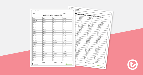 Go to Multiplication and Division Worksheets – Facts of 3 teaching resource