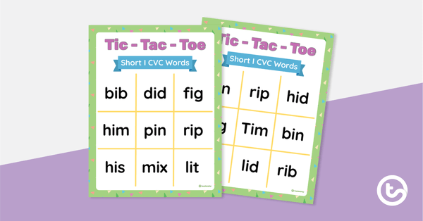 Go to Tic-Tac-Toe Game: Short I CVC Words teaching resource