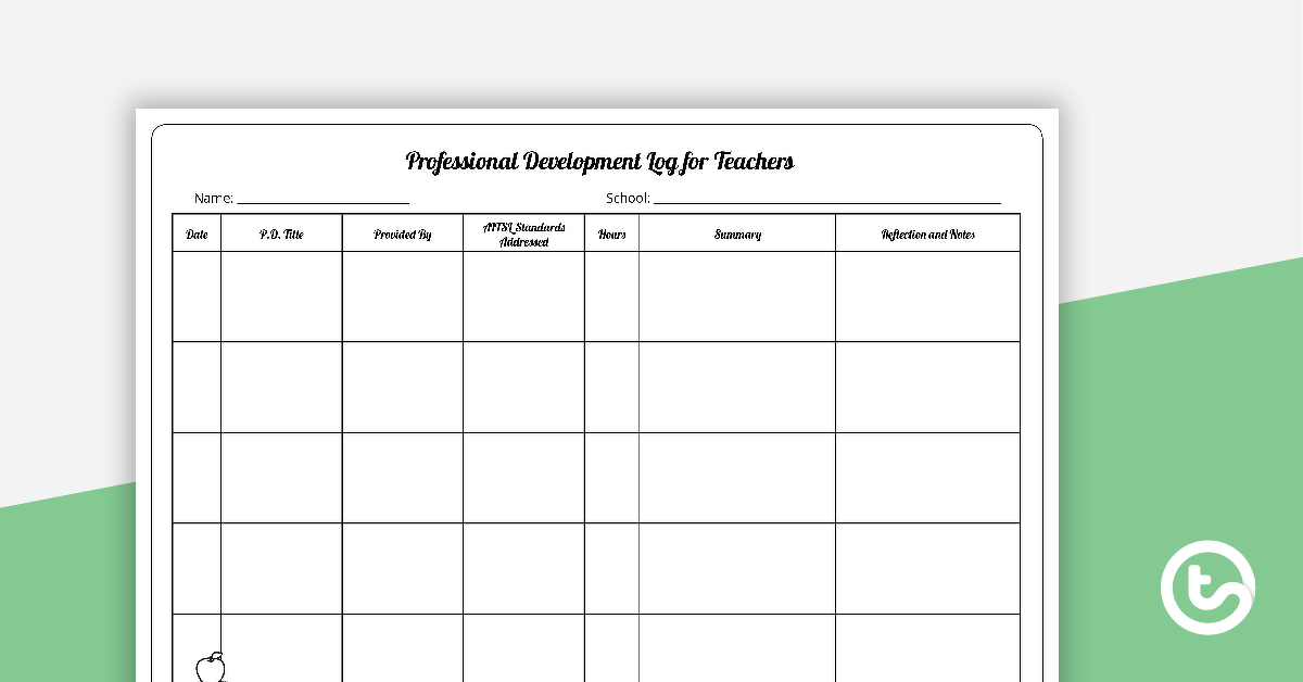 Professional Development Log for Teachers teaching-resource