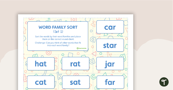 Go to Word Family Sorting Activity – Set 1 teaching resource