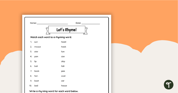 Go to Let's Rhyme! Worksheet teaching resource