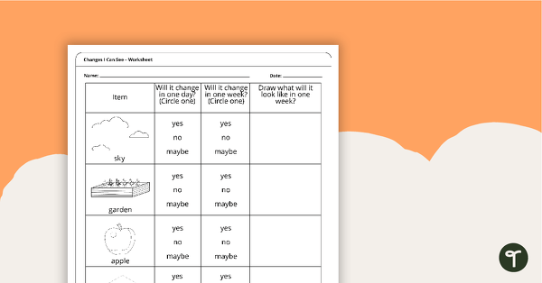 Go to Changes I Can See - Worksheet teaching resource