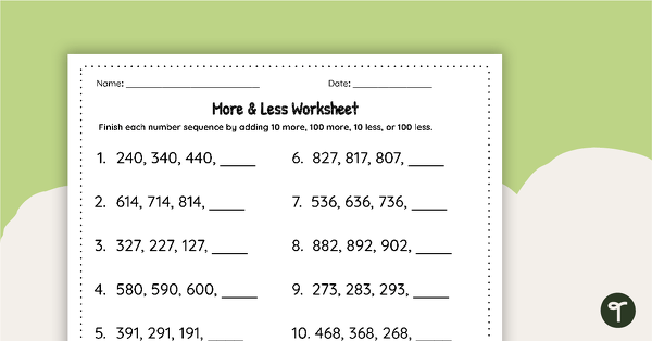 Go to More or Less Worksheet teaching resource