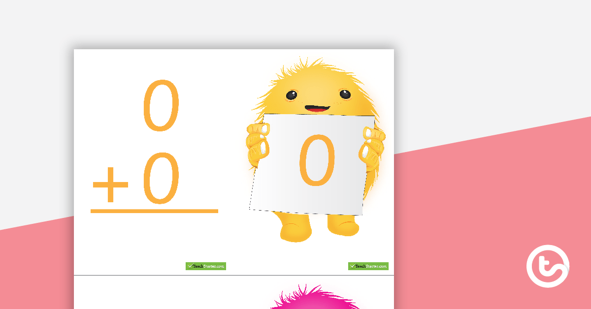 1-10 Addition Flashcards - Monsters (Vertical) teaching-resource