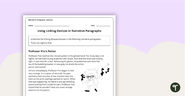 Go to Using Linking Devices in Narrative Paragraphs Worksheets teaching resource