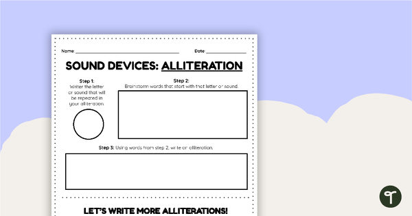 Go to Alliteration Brainstorming Template teaching resource