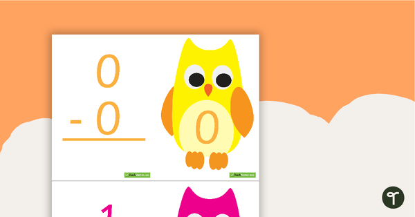 Go to 1-30 Subtraction Flashcards - Owls (Vertical) teaching resource