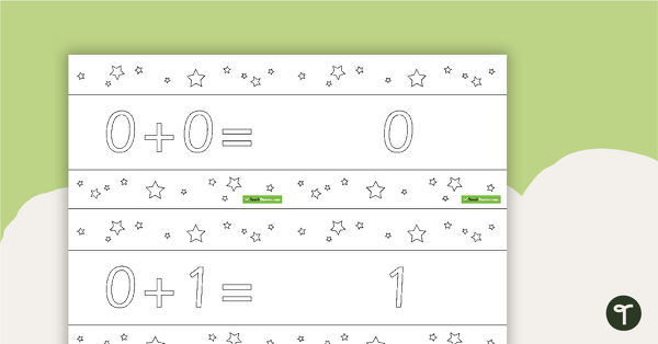 Go to 1-10 Addition Flashcards - Stars BW (Horizontal) teaching resource