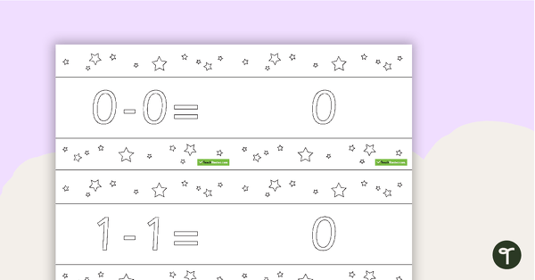 Go to 1-30 Subtraction Flashcards - Stars BW (Horizontal) teaching resource