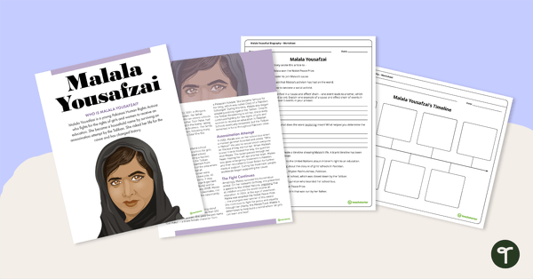 Go to Malala Yousafzai Biography and Worksheets teaching resource