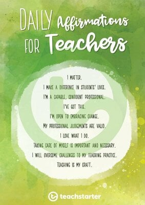 Daily Affirmations for Teachers - Positivity Poster teaching-resource