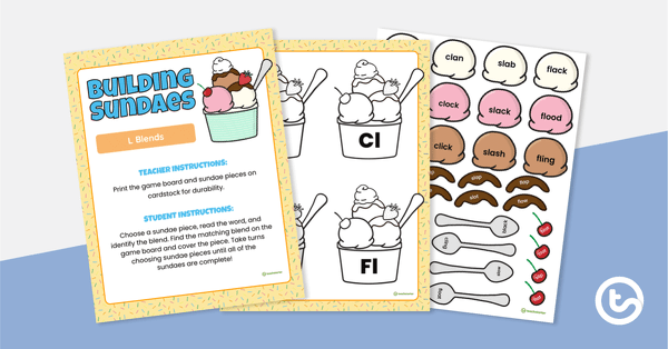 Go to Building Sundaes Game - L Blends teaching resource